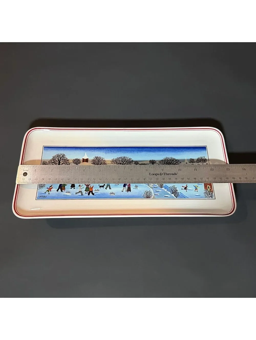 Large Vintage Villeroy & Boch Naif Christmas Laplau Winter Village Tray 13 Inch
